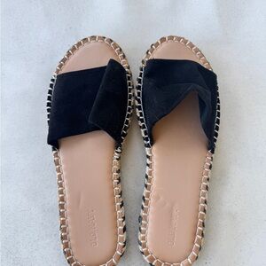 Old Navy Black Slide Sandal with Espadrille Trim